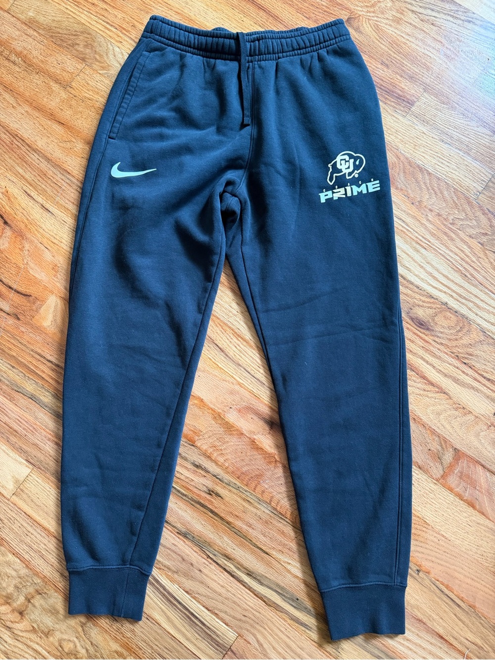 Nike Black Jogger Sweatpants with Light Green Swoosh & CU Prime Logo